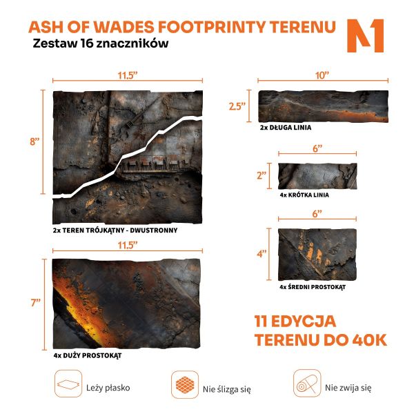 Ash of Wades - Footprinty Terenu do 40K 11. Edycji | Zestaw 16 Znaczników