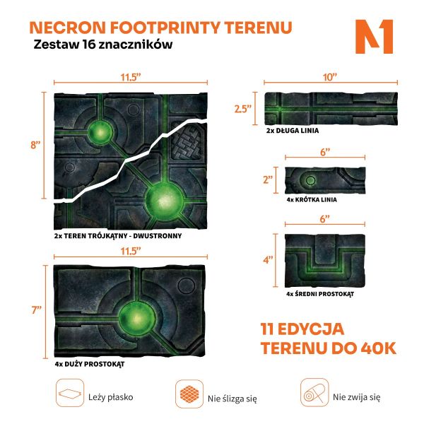 Necron - Footprinty Terenu do 40K 11. Edycji | Zestaw 16 Znaczników