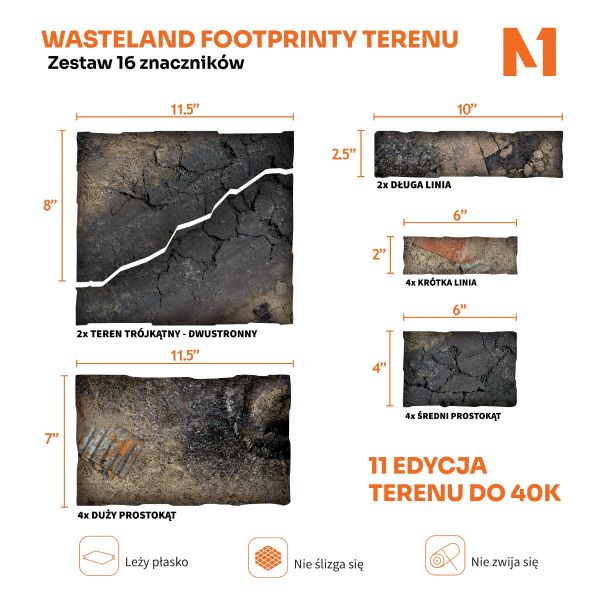 Wasteland - Footprinty Terenu do 40K 11. Edycji | Zestaw 16 Znaczników