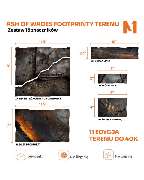 Ash of Wades - Footprinty Terenu do 40K 11. Edycji | Zestaw 16 Znacznik&oacute;w