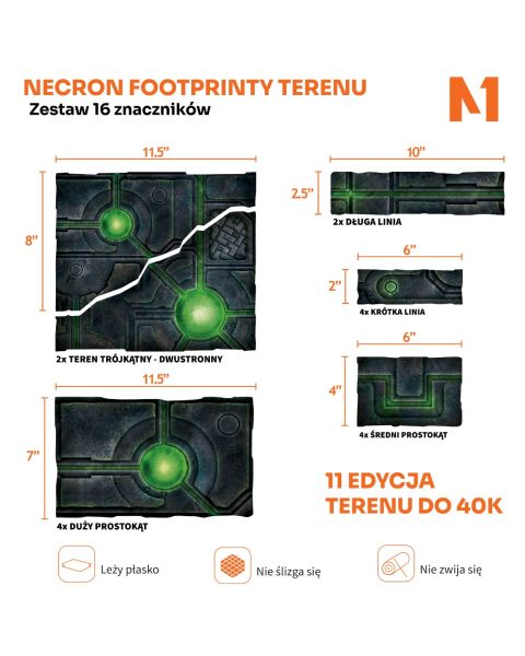 Necron - Footprinty Terenu do 40K 11. Edycji | Zestaw 16 Znacznik&oacute;w