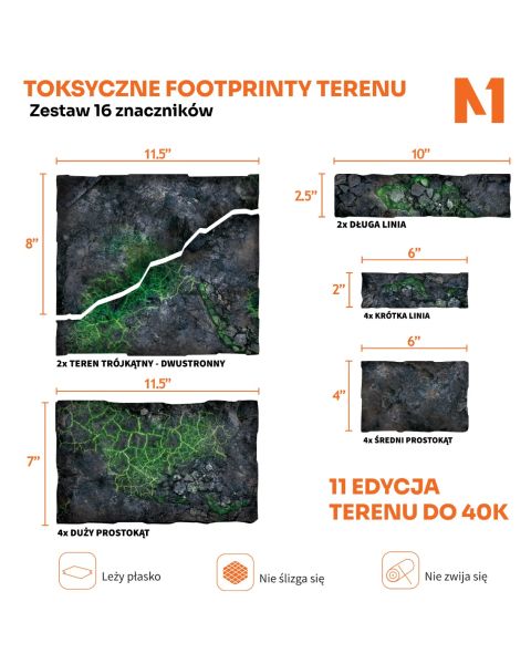 Toksyna - Footprinty Terenu do 40K 11. Edycji | Zestaw 16 Znacznik&oacute;w