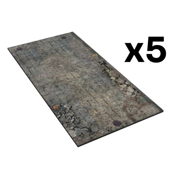 Gumowe strefy do Warhammer 40K - 12"x6" / 30,5x15cm - Zniszczony Plac - 5 sztuk